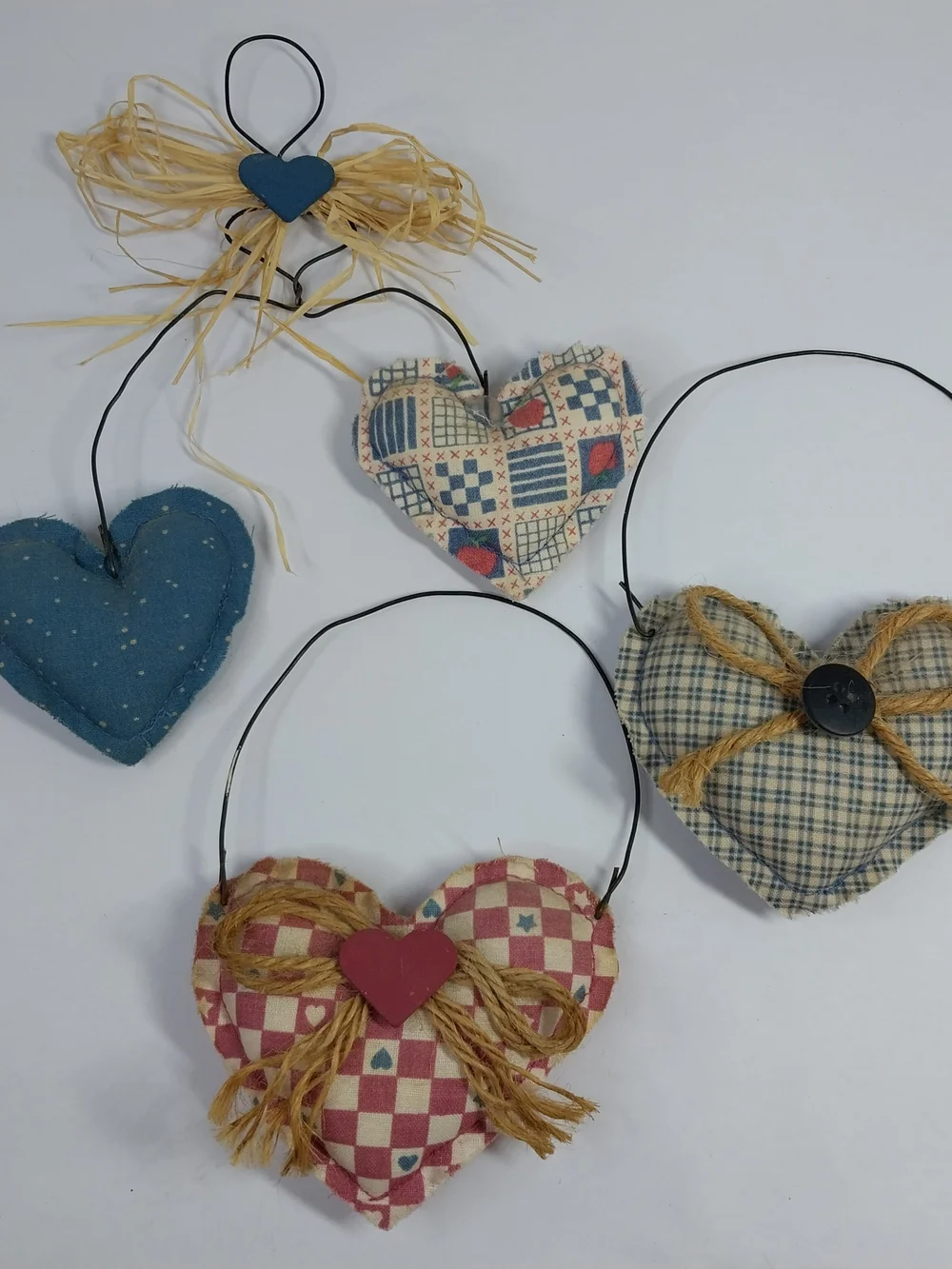 Primitive Country Wire Metal Heart Ornaments Rustic Farmhouse Cottagecore Lot